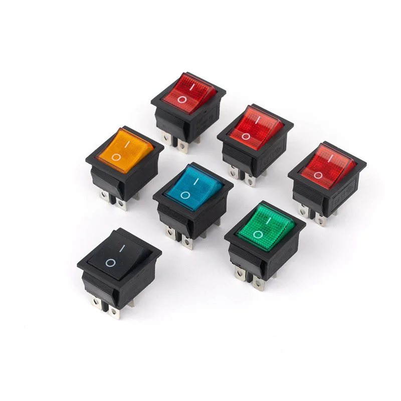 10ks KCD4 Plastový prepínač Rocker Prepínač zapnuté/zapnuté zapálenie 21,8*27,8 mm KCD Rocker Push Button s 6pin terminálovou LED žiarovkou LED žiarovkou