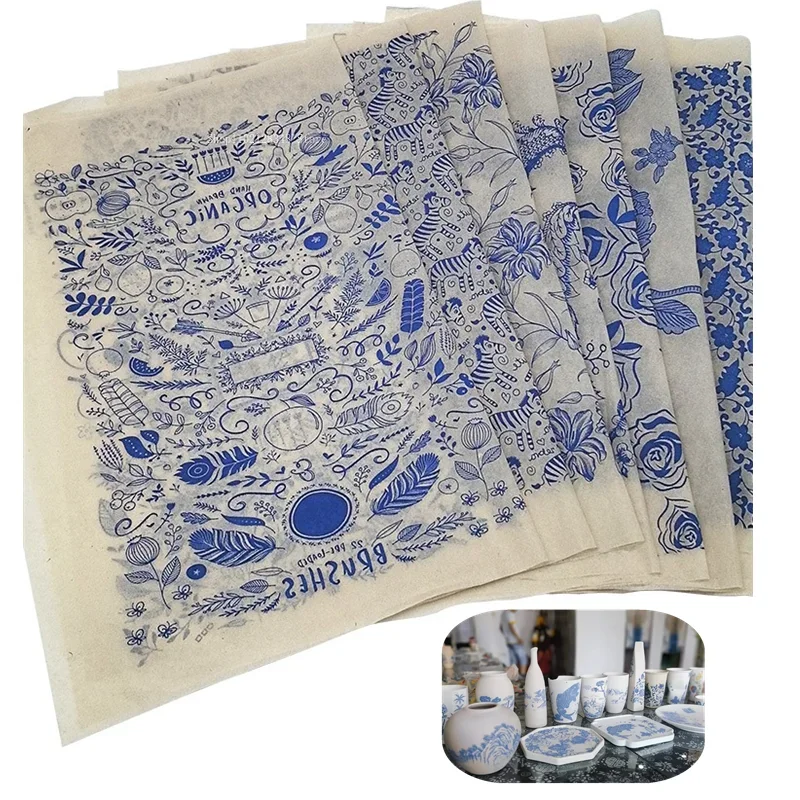 10ks keramická stredná teplota podľahla nálepkový papier Modrá a biela/modrá keramická/hlinená pigment strihaná papierová maľba