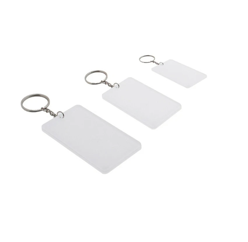 10ks keychain sublimácia DIY biele jednostranný slepý akrylový obdĺžnik v tvare 3style