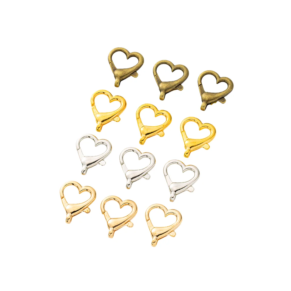 10ks kovové kovové srdcové homáre spona spona spona spánok jar Snap DIY Keychain Šperky výroba tašky na prívesok konektory