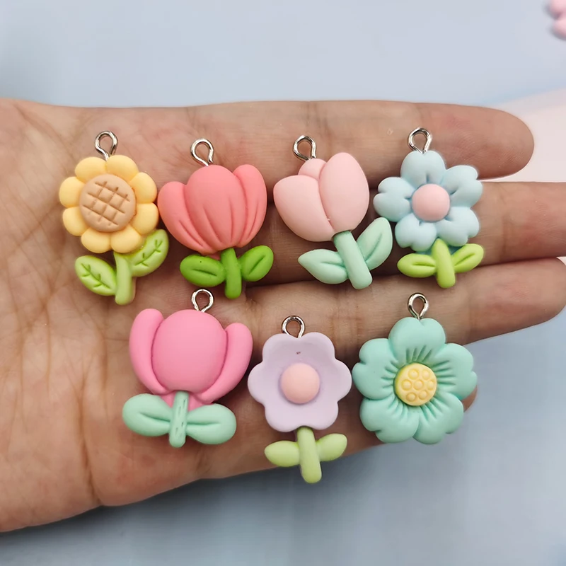 10ks kvety Tulip slnečnice Daisy živice kúzla prívesok pre šperky na výrobu nálezov pre domácich majstrov