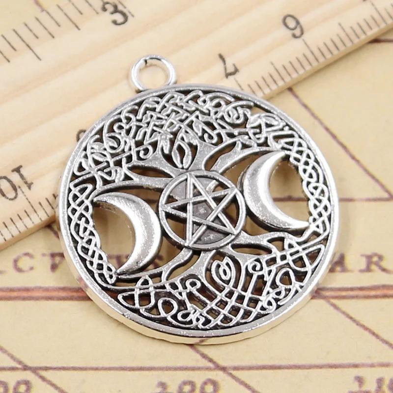 10ks kúzla Strom života Norse Viking Moon Star 39x34mm Tibetan bronzová strieborná farba prívesok starožitnosť