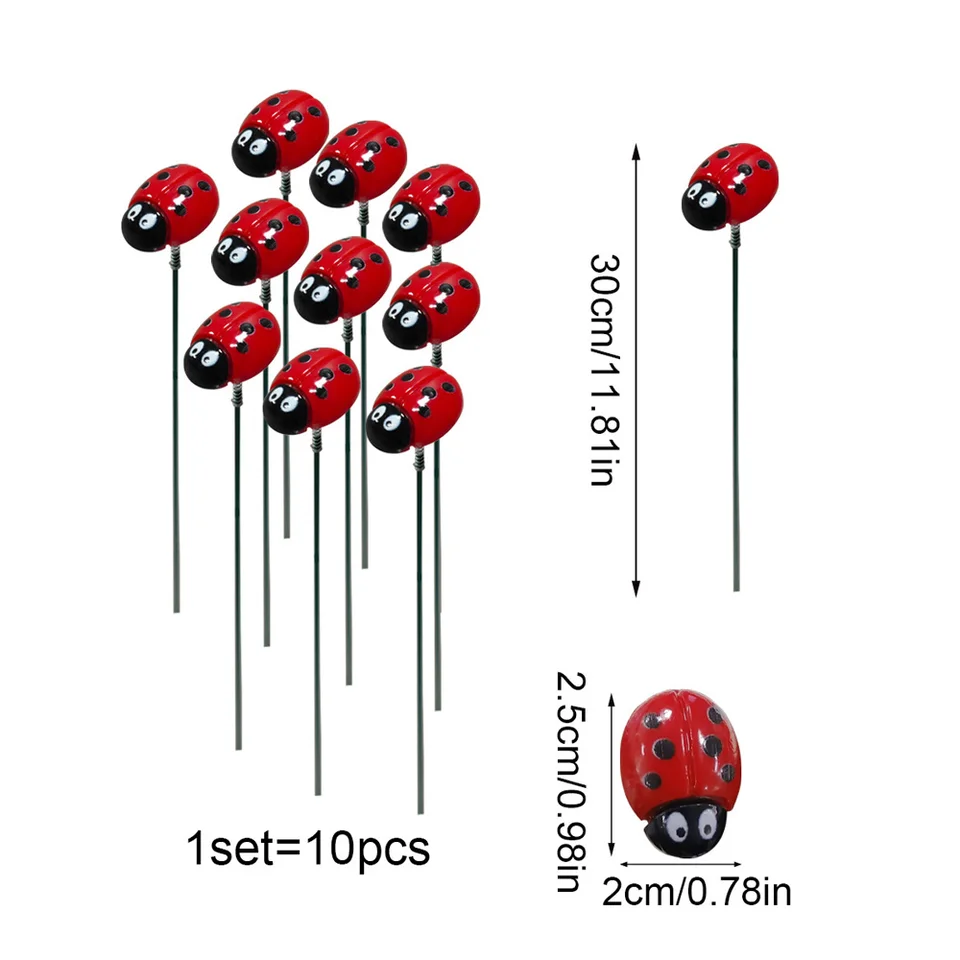 10ks Ladybug Garden Decor Decor Ladybug Garden Stakes Decor Ladybug Lawn Ozdoby Ozdoby