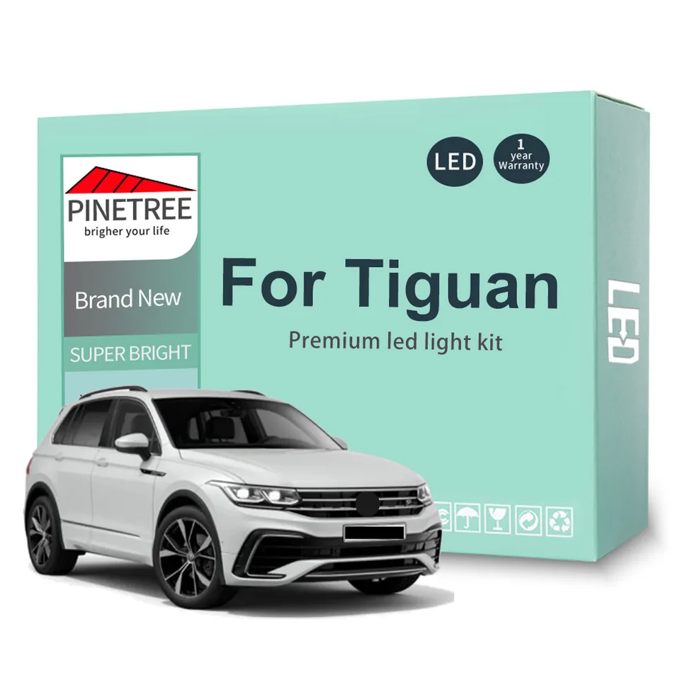 10ks LED interiérová súprava pre VW Tiguan AllSpace AD ​​BW 2016 2017 2018 2019 2020 2021 CANBUS (Fit Original Bulb je halogén)