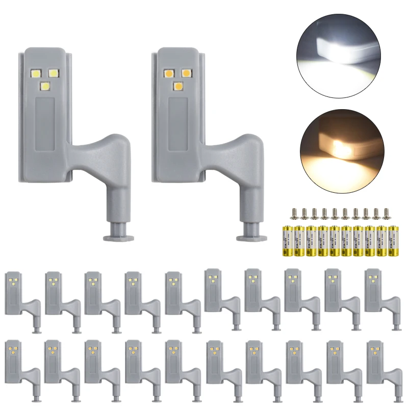 10ks LED LED snímač skrinky Svetlá skriňa skriňa šatníka Dvere Vnútorné závesné lampa Nočná lampa pre kuchynskú spálňu s batériou