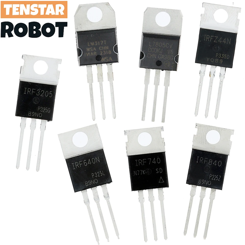 10ks LM317T L7805 IRF640 IRF740 IRF840 IRFZ44N IRF3205 TRANSISTOR TO-220 PRÁCALEGULÁCIU L7805CV MOSFET IRF640N