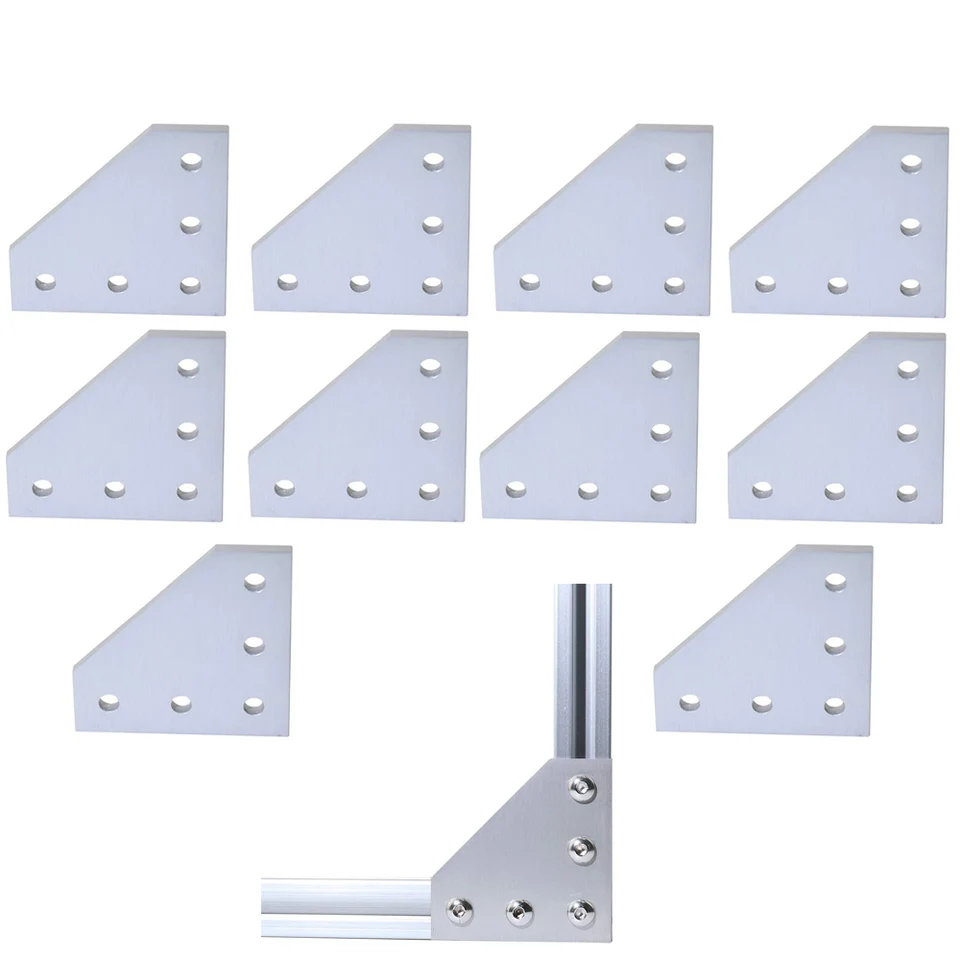 10ks/lot 3D tlačiareň Hliník L v tvare 5 jamiek 60x60x4mm spájajúca doska pre extrúziu hliníka v s-slote/l-slot v roku 2020