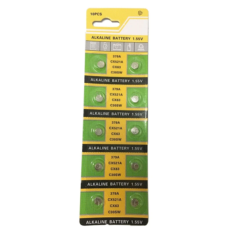 10ks/lot AG0 379A LR521 SR521SW 1,55 V alkalickú batériu na hodinky