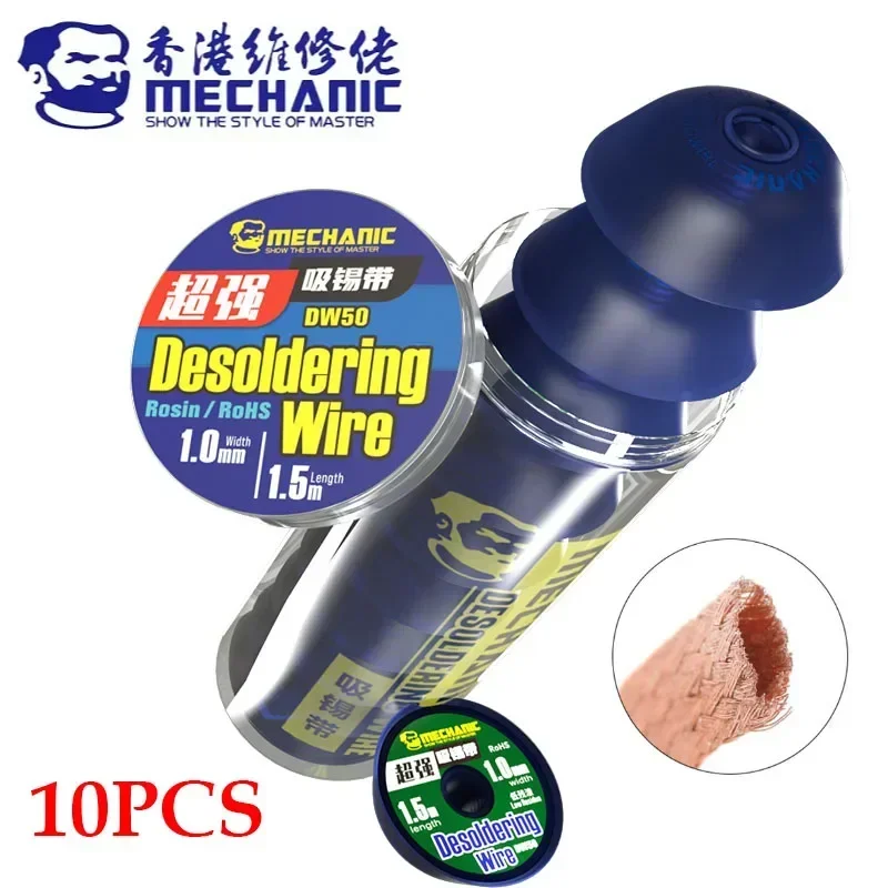 10ks/lot Mechanic DW50 DESOLDERING WRID BRAID 1.0/1,5/2,0/2,5/3,0/3,5 mm Spájkovací knôt SACTIC TIN TIN SOCKINGS SOCKINGERS SOUPSINGERS