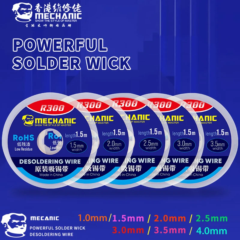 10ks/lot Mechanic Solder Spájkovací knôt Odstraňujúci drôt Desoldering 1,0/1,5/2,0/2,5/3,0/3,5/4,0 mm Desoldering Braid BGA spájkovacie náradie