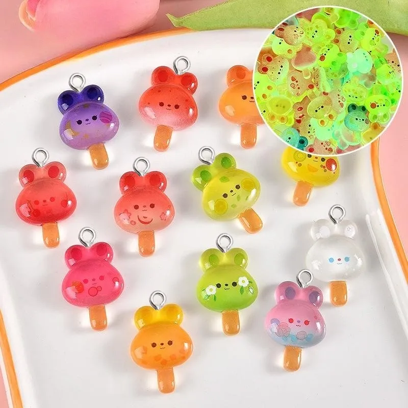 10ks Luminous Rabbit Ice Cream Parlochs kúzla kawaii náušnice náhrdelník Kľúčenka dekorácia prívesok DIY šperky