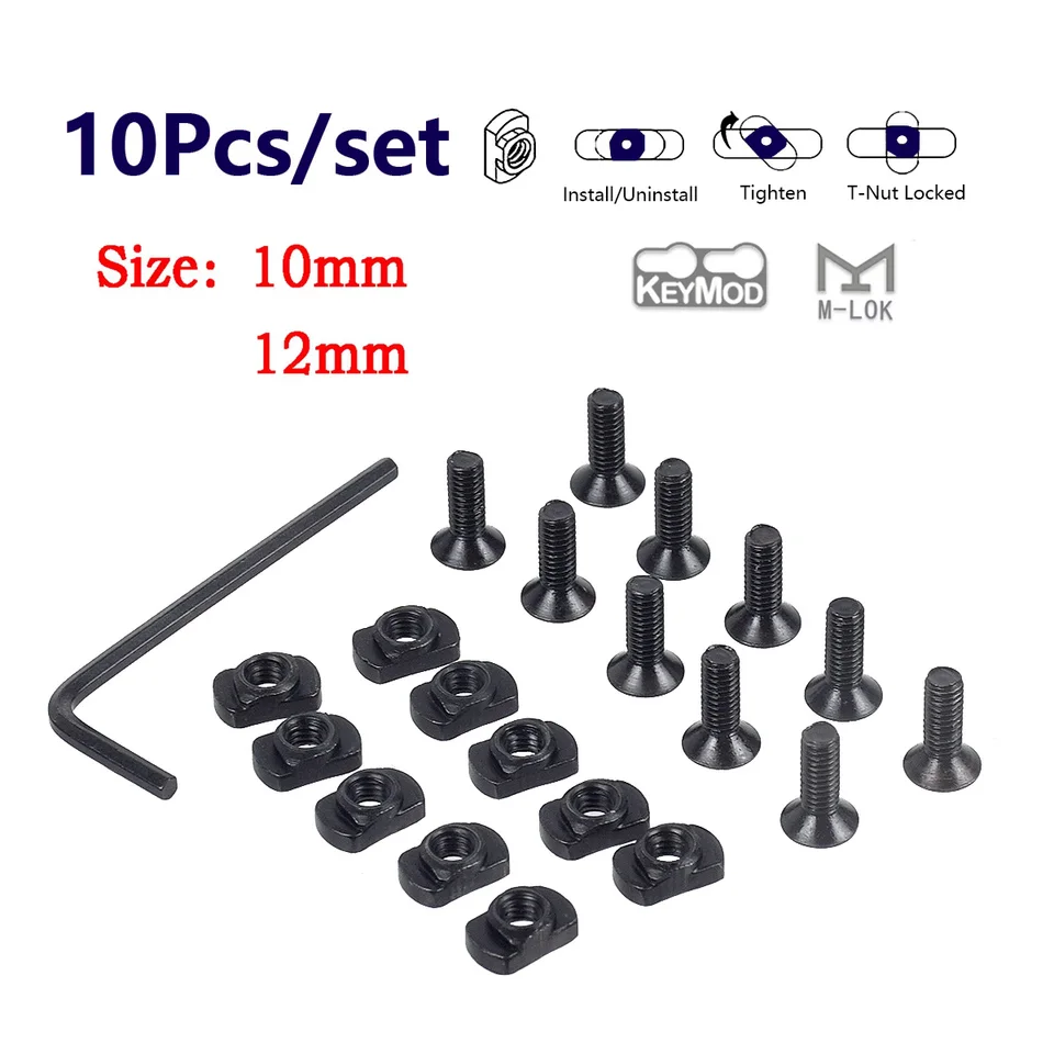 10ks M4 12 závit M-Lok skrutka a výmenné koľajnice TR-NUT SCRES SET SUCTION PRE MLOK Handguard Rail Sections Lovecké príslušenstvo