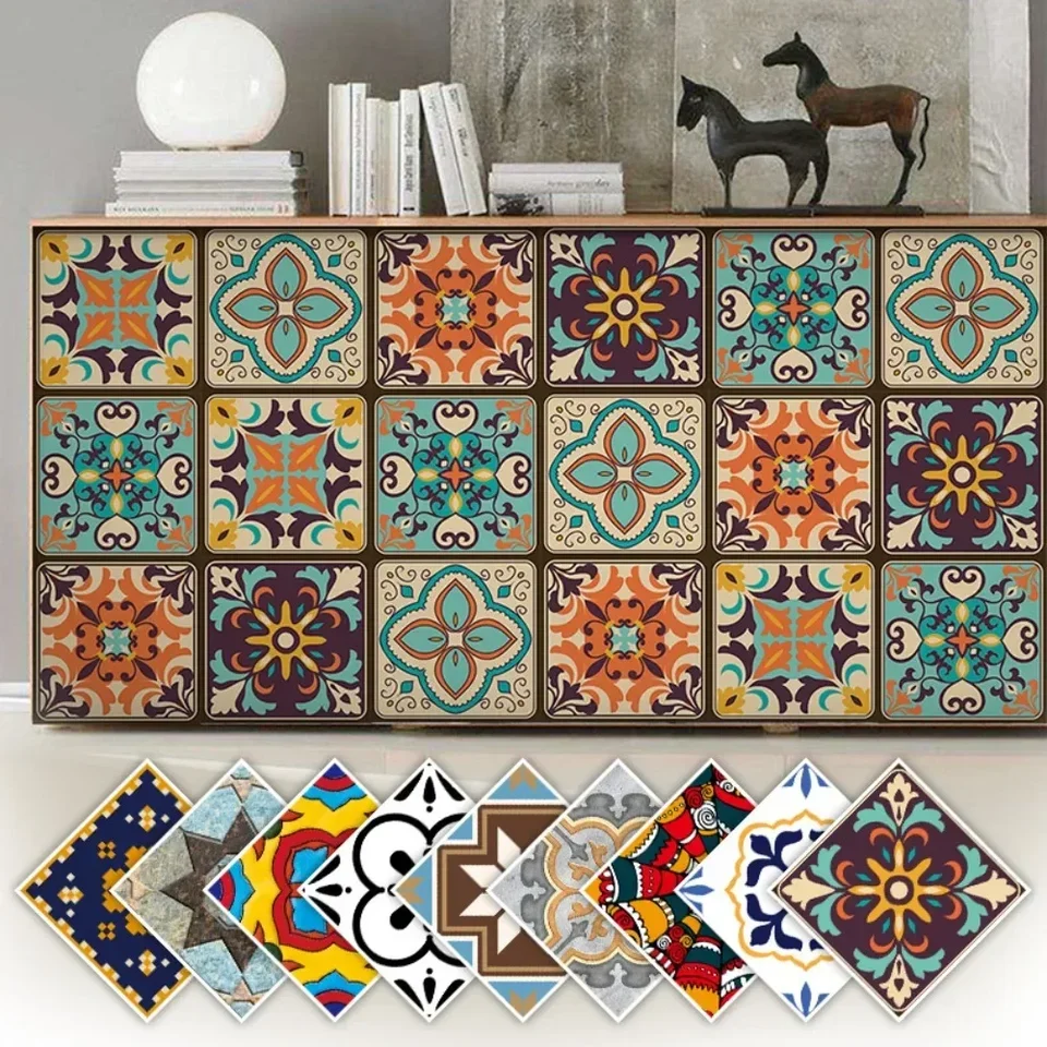 10ks mandala v štýle krištáľové tvrdé dlaždice keramika Nálepka na stenu Kuchynský šatník Domov výzdoba Art Art Art Mural Peel & Stick Wall Duins