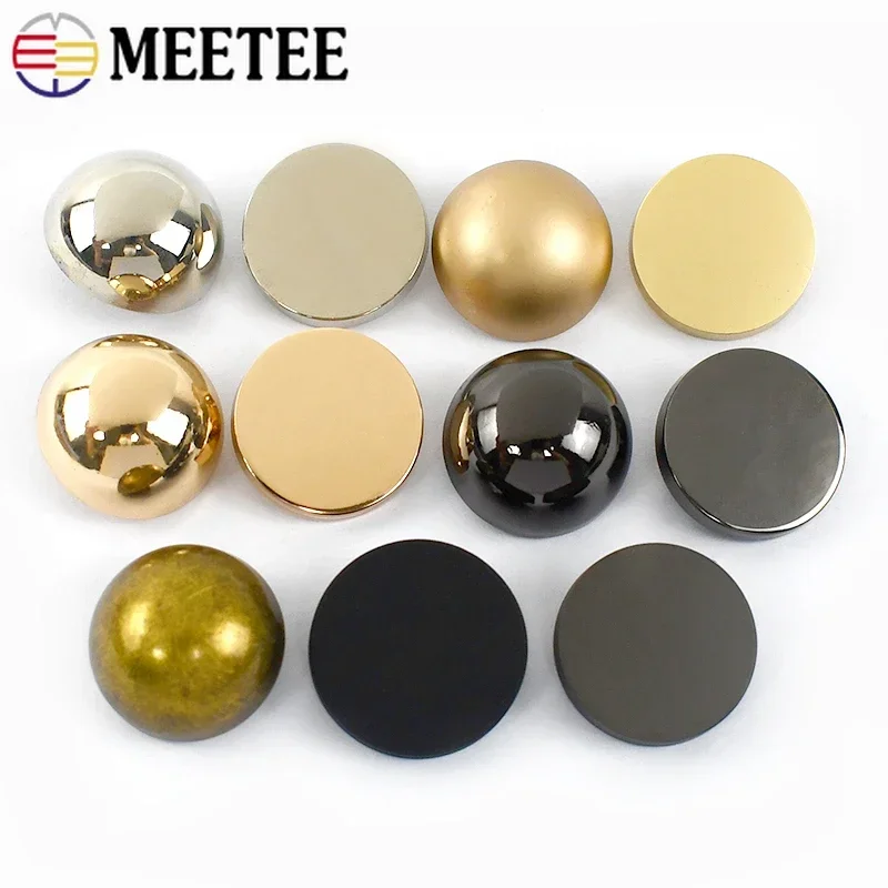 10ks Meettee 10-28 mm kovové gombíkové okrúhle plášť šaty šaty ploché huby dekoratívne gombíky pre domácich majstrov