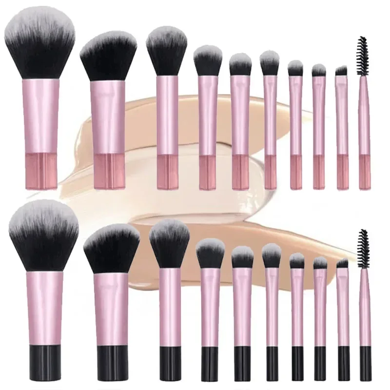 10ks Mini cestovné mäkké make -up kefy súpravy prenosné očné tieňové kefové práškové práškové mihalnice Červenajúca súprava kefy