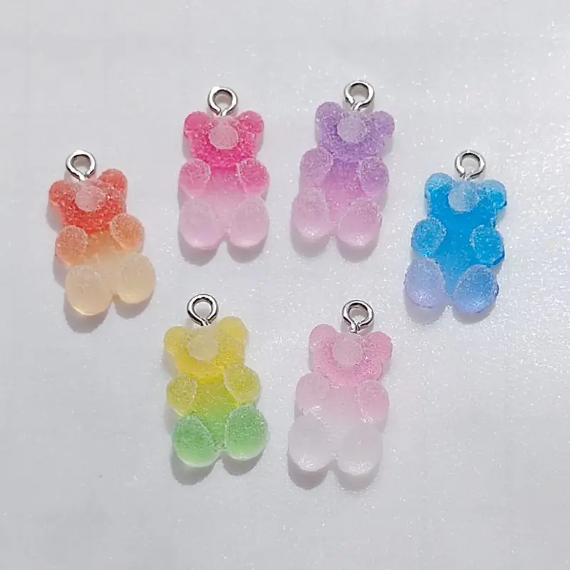 10ks Mini farebné medvedie guma gummies kawai karikatúra DIY živice náhrdelník prívesok náušnice náramok kľúča Keychain dekoratívne doplnky