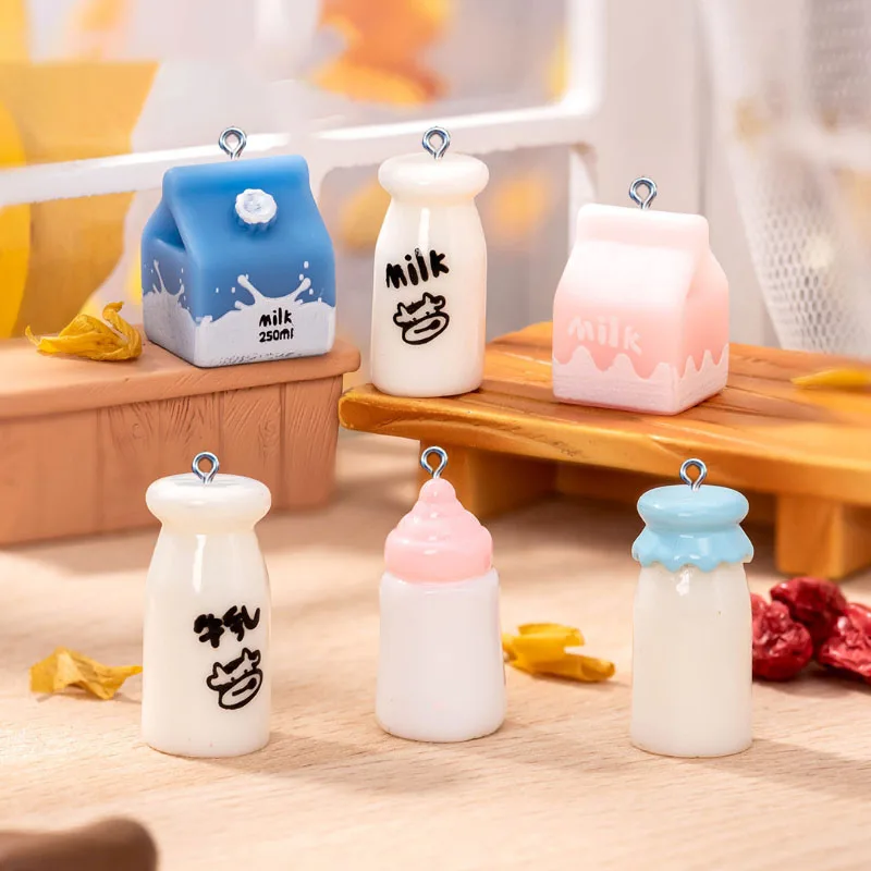 10ks Mini mliečne fľaša živice kúzla prívesky na šperky výroby DIY náramok Náramok ručne vyrábané dekorácie príslušenstva