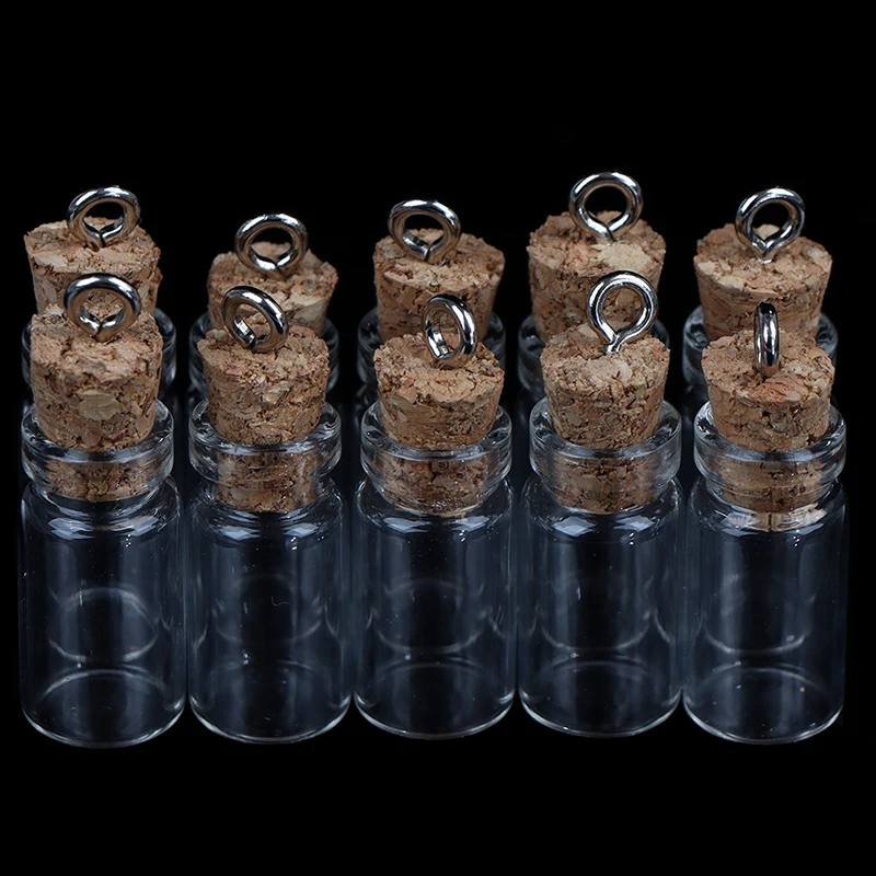 10ks Mini sklenené fľaše malé fľaštičky Korkové sklenené nádoby Multi používané korkové želanie