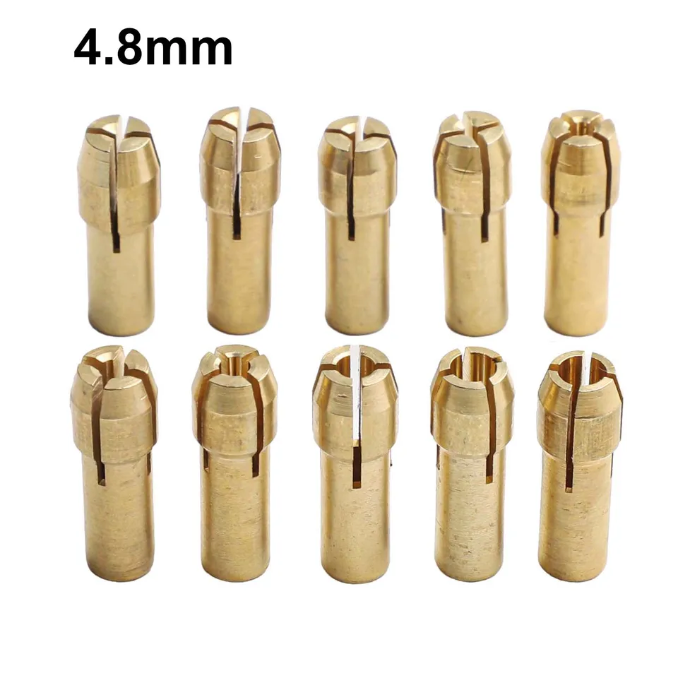 10ks Mini vŕtačka mosadz Collet Chuck pre rotačný nástroj Dremel 0,5-3,2 mm mosadz a matica pre dremelské príslušenstvo sada 4,2 mm 4,8 mm