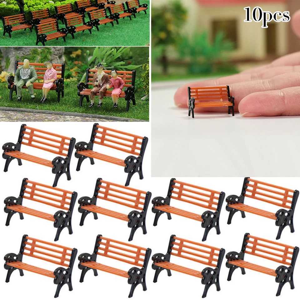 10ks modelové vlak Ho TT Stupnica 1:87 lavica stoličky Seetee Street Park Model Model Park lavica Mini záhrada Ornament Park Lavič