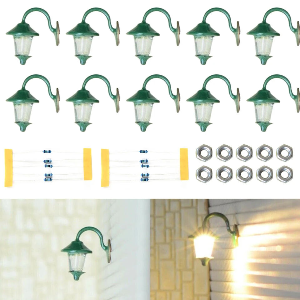10ks modelové železničné nástenné lampy LED pouličné žiarovky 1-plameň pre domy H0 Budovy Model záhradné dekorácie nástenné svetlá Model Prístup