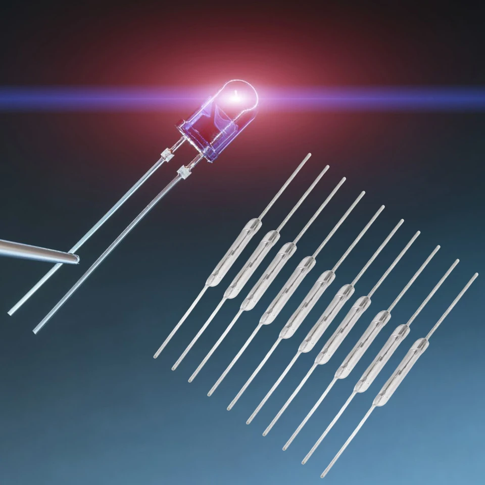 10ks N/o Reed prepínač Magnetický spínač 2x14 mm Normálne otvorený spínač Vibrácie v oblasti Magnetickej indukcie elektronický prepínač N/O