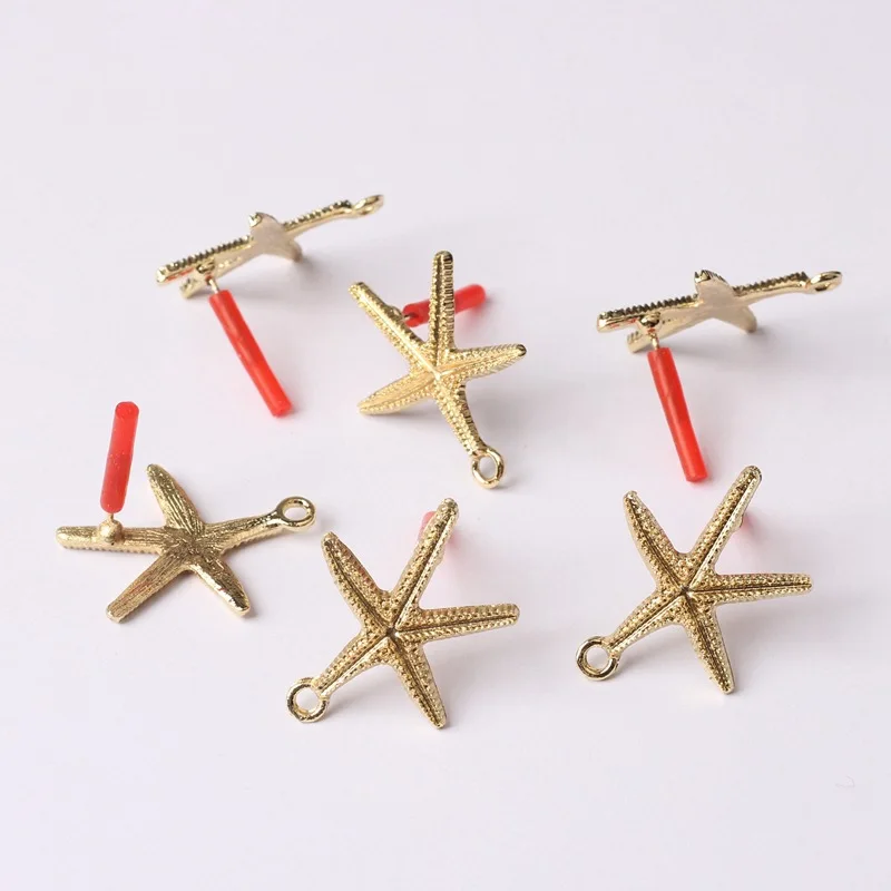 10ks na náušnice Starfish Base Zlatá farebná hviezda náušnice konektory Stud Stužné náušnice DIY náušnice pre šperky na výrobu nálezov