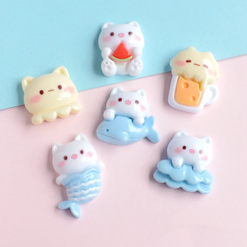 10ks nové mini roztomilé 20*20 mm karikatúra Cat Series Flat zadná živica scrapbooking DIY šperky remeselníc
