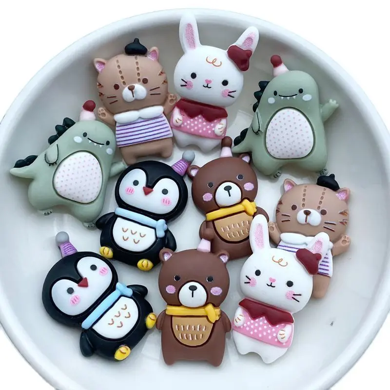 10ks Nové roztomilé živice mini karikatúry zvierací série ploché zadné scrapbooking DIY šperky remeselnícke doplnky