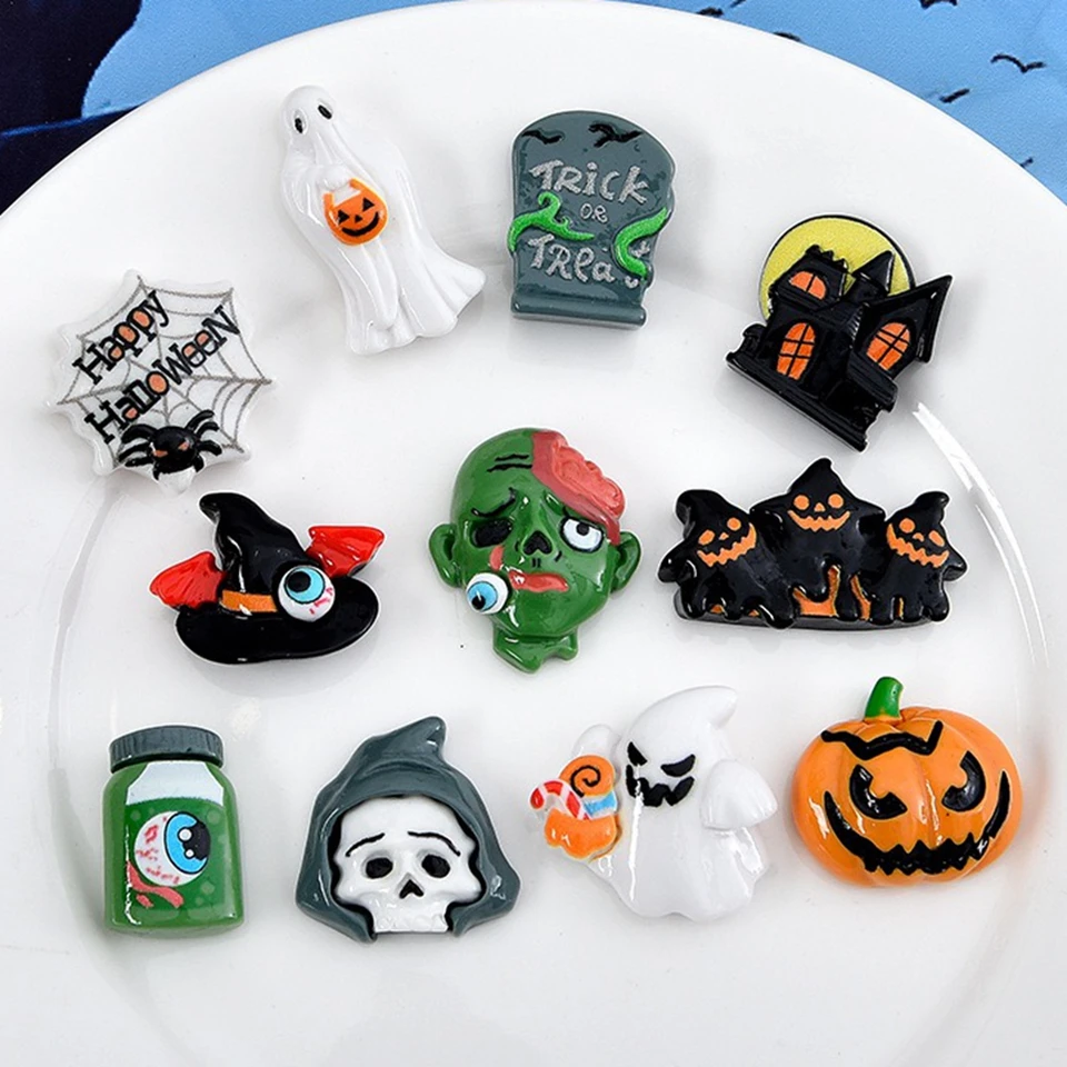 10ks Nový roztomilý živicový karikatúra Halloween Series Flat Back Scrapbooking DIY šperky remeselnícke Doplnky Doplnky
