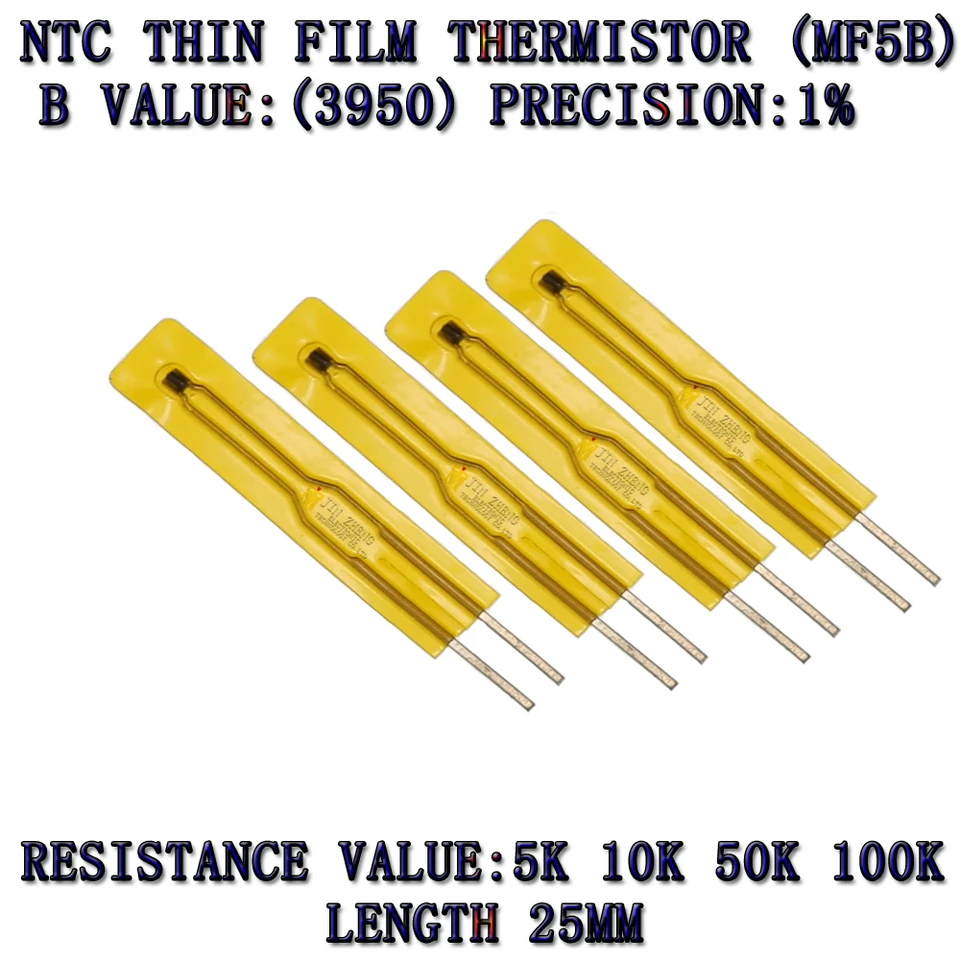 10ks NTC tenký termistor 2,5 cm 3950 5K 10k 50k 100k 100k MF5B SMD 1% teplotný senzor pre senzorový termistor NTC