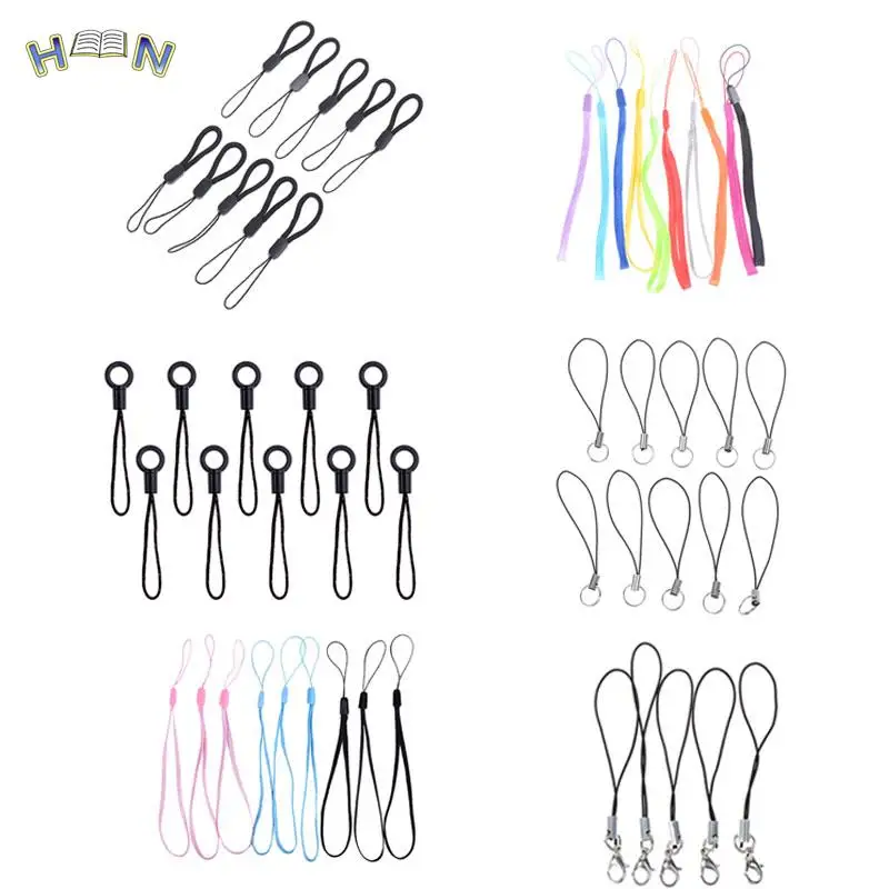 10ks Nylon Wrist popruh šnúrky pre fotoaparát mobilný telefón iPod USB MP3 MP4 Keychains Hooks