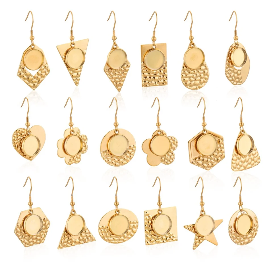 10ks náušnice Rábové podnosy 18 K zlaté náušnice Háčiky Cabochon Ear Wire pre DIY živice šperky výroby zásob