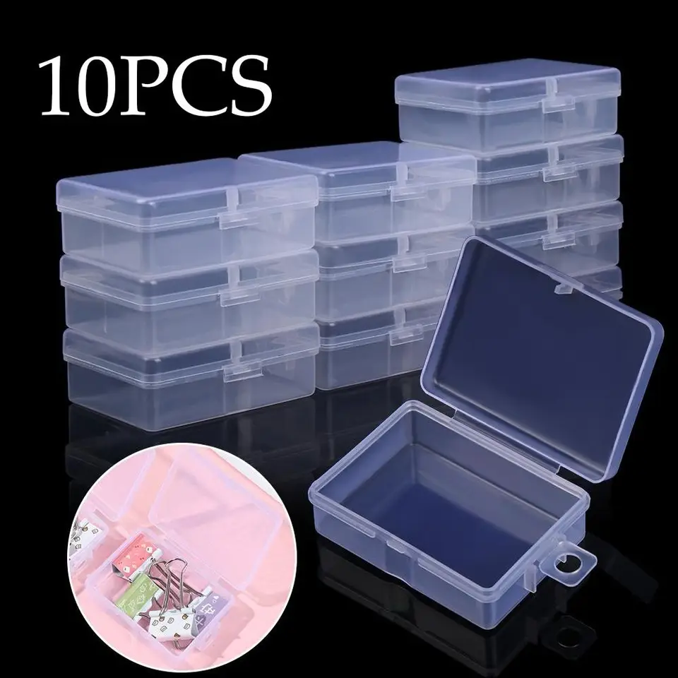 10ks náušnice šperky plastový organizátor box obdĺžnikového úložného priestoru balenie Mini boxy nádoba na prach