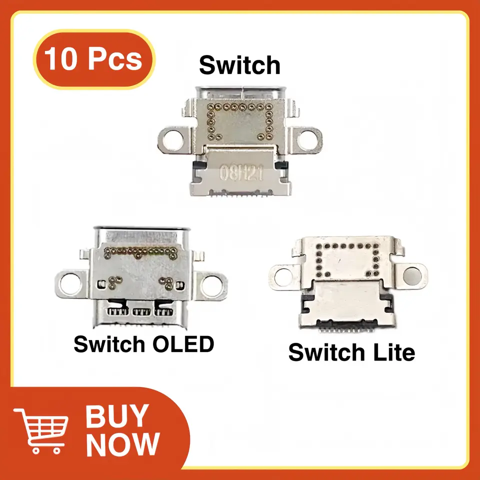 10ks Originálny nabíjací port USB pre Nintendo Switch / Lite / OLED Console Power Connector Type-C nabíjačku Socket Jack