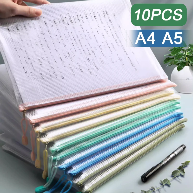 10ks papiernictvo skladovacieho priečinka A4 A5 na organizovanie sieťových vreciek na zips