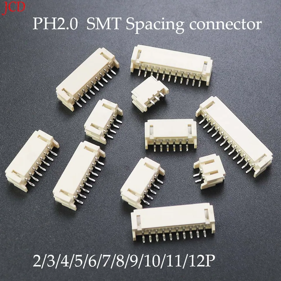 10ks PH 2,0 mm SMT Rozstupový konektor 2p/3p/4p/5p/6p/7p/8p/9p/10p/11p/12p horizontálny konektor soketu 2,0 mm pätná zátka