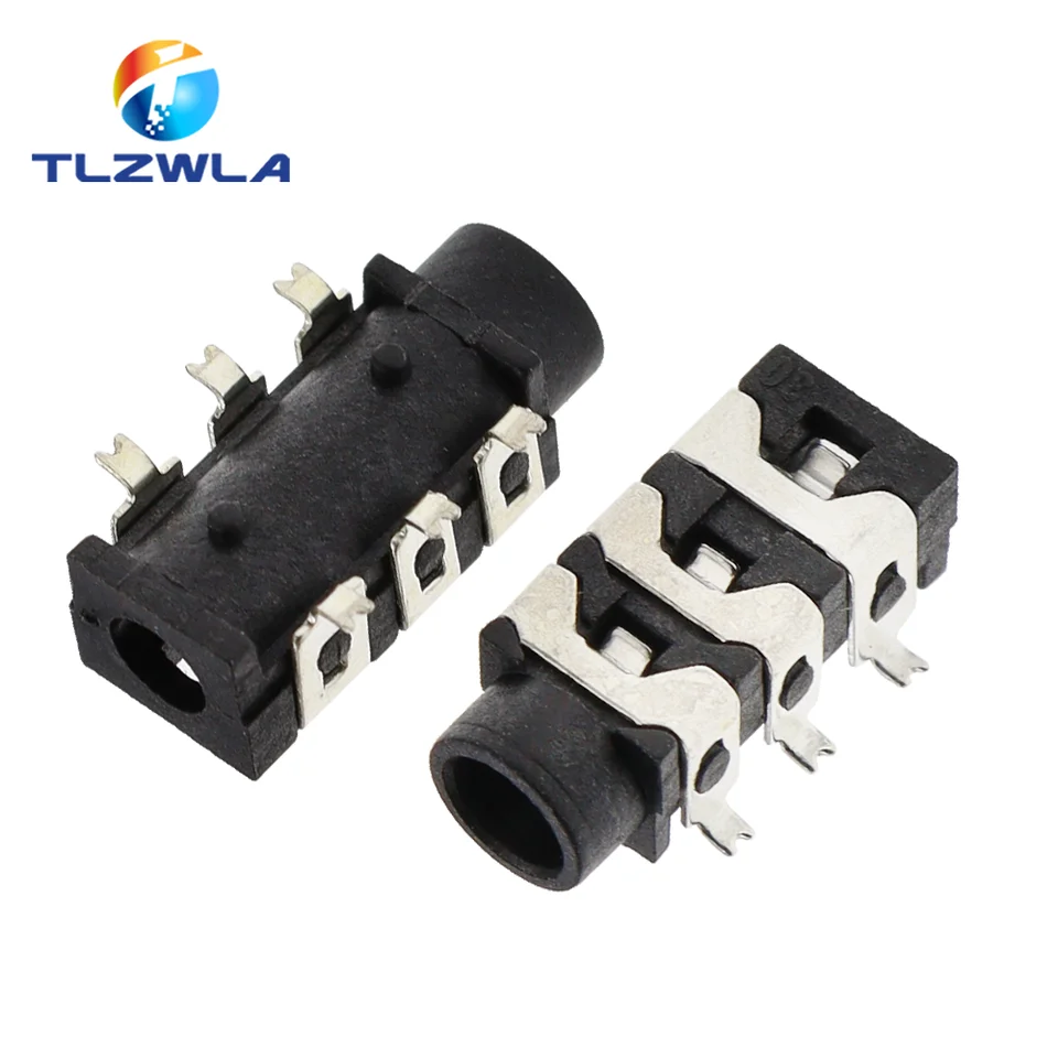 10ks PJ-313D PJ313 SMD 6PIN SMT 3,5 mm ženský zvukový konektor stereo čierny a zelený konektor pre slúchadlá