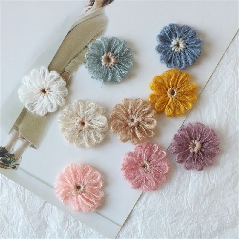 10ks pletenie kvetinové náplastie DIY Craft náušnice vlásenky šperky klobúky