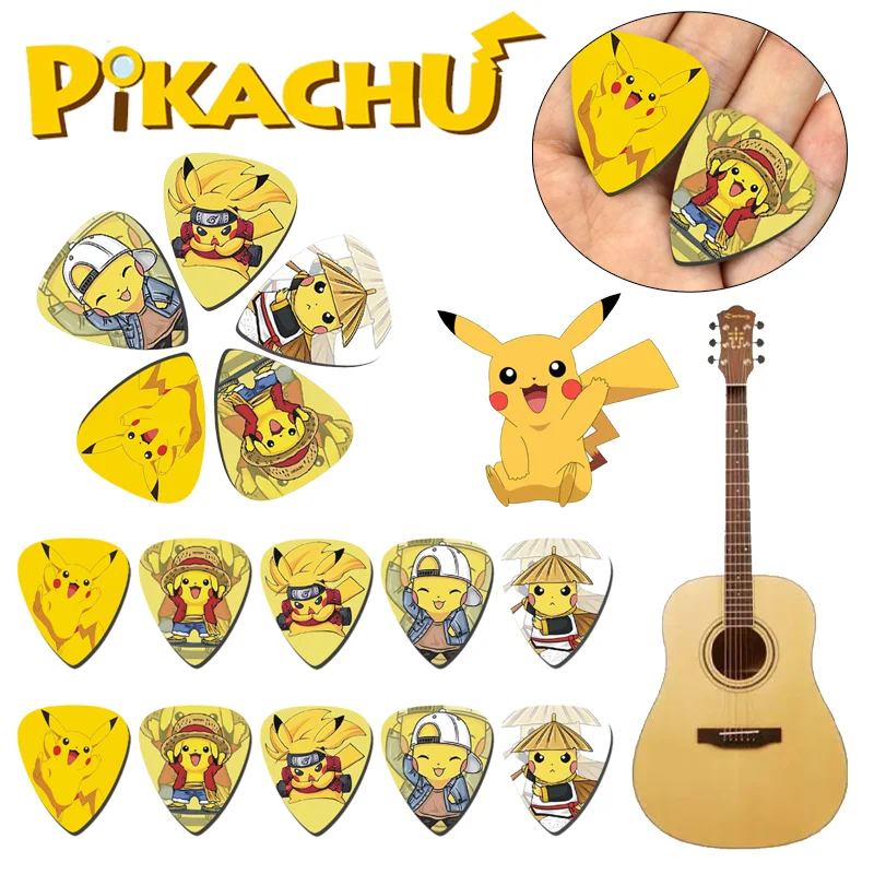 10ks Pokémon Pikachu na gitaru Výbery roztomilý karikatúra akustická gitara basy ukulele Instrument Supplies Pick doplnky pre deti darčeky