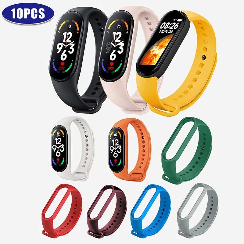 10ks popruh pre Xiaomi Mi Band 7 6 5 4 3 Multi Color Sports Silikone Smart náramok na Miband 7 zápästia pre Mi Band 4 5 6