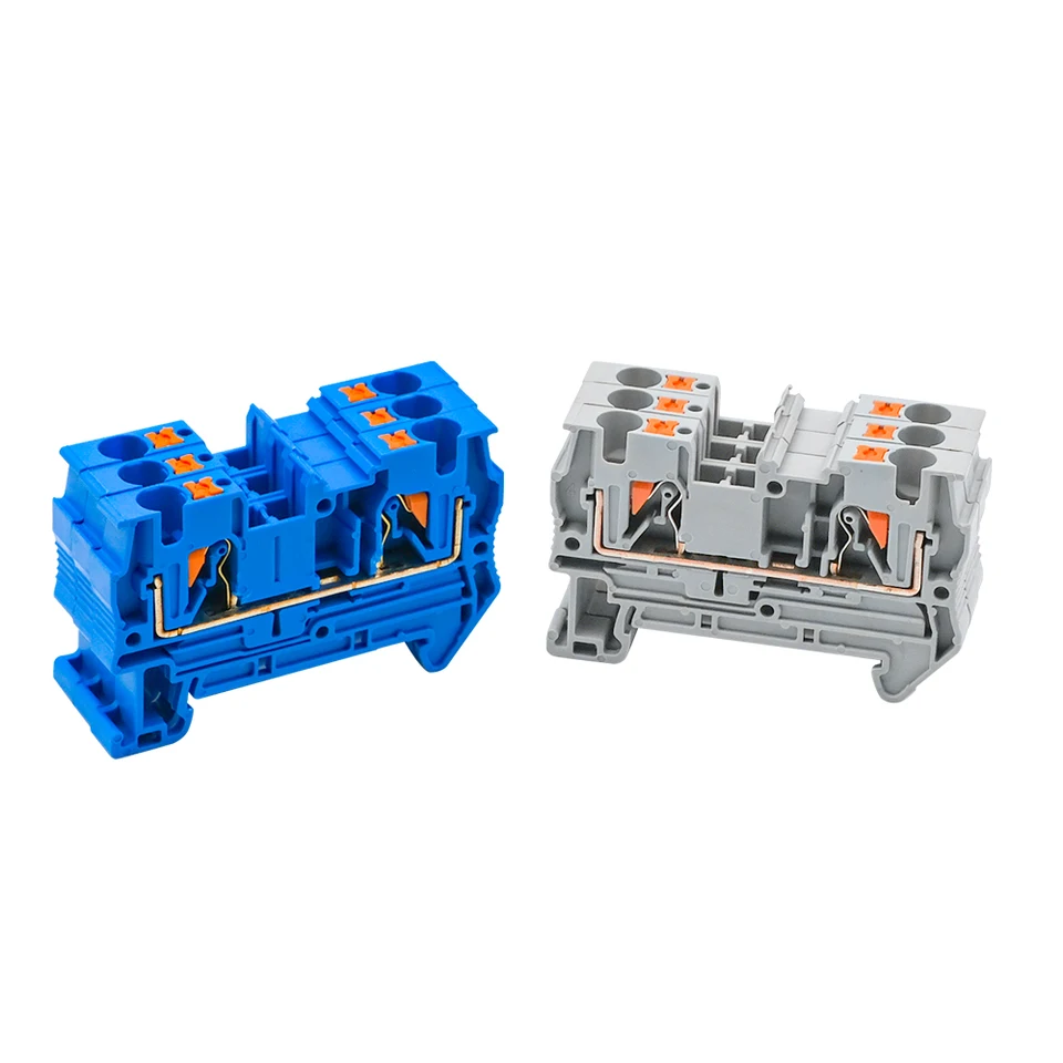 10ks PT-4 Terminálové blokové káblové konektory Zatlačte do DIN Rail, pružinové skrutky bez drôtových vodičov PT4