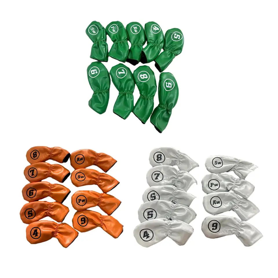 10ks PU kožená golfová hlava Cover Golf Club Iron Putter Protect Set číslo