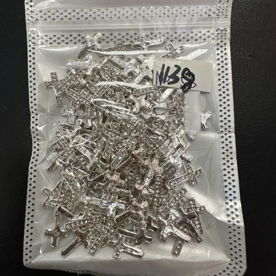 10ks punk strieborný krížový nechtový kúzlo klasické plné trblietavé kamienky 3D luxusné zliatinové šperky manikúra manikúra príslušenstvo nechtové diely y2k