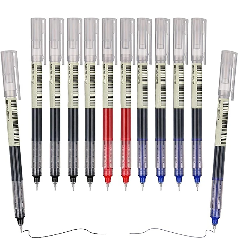 10ks pórovité gélové perá čierne/modré/červené 0,5 mm rýchle suché školské píše Písanie Rollerball Pens Exam Dodávky