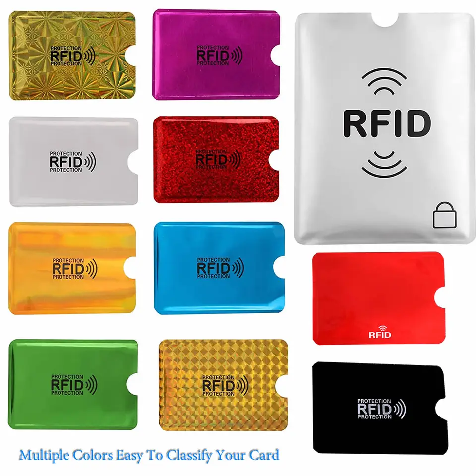 10ks RFID blokovanie rukávov farebný anti-skenový pas RFID držiteľ karty Ochranta Identity Kráde