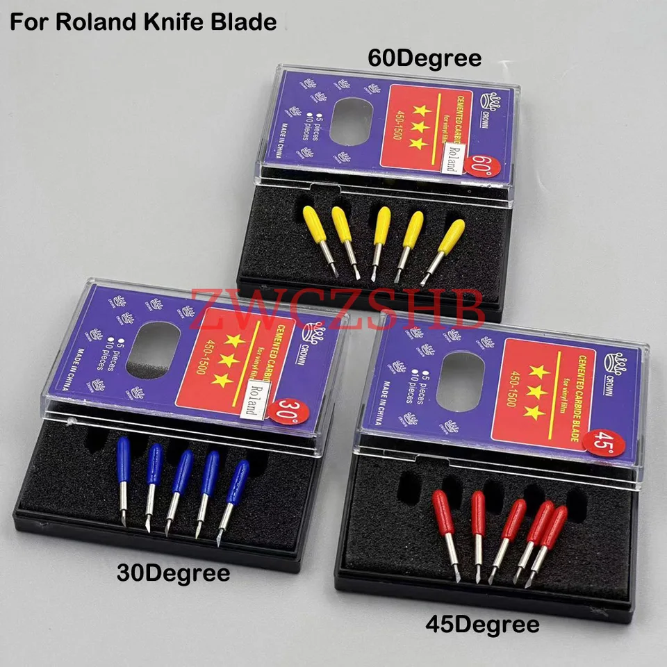 10ks Roland Cutting Plotter Nôž čepeľ 30/45/60Degree Cementované karbidové čepeľ pre Roland XC540 SP540 VP300 VP540 VS420 BN20