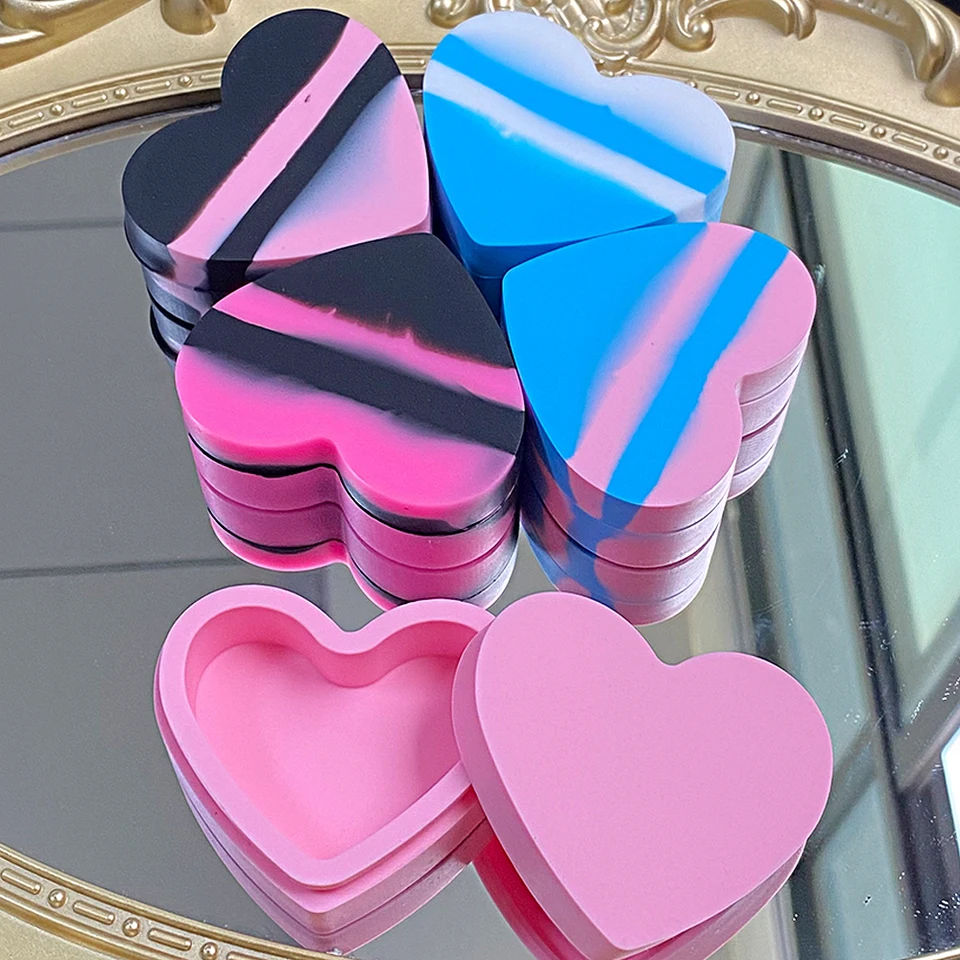 10ks ružové srdce Silikónový nádoba Olejové poháre dievčenské darčekové skladovanie puzdro na nechtovú fóliu rúž na rúž make -up krabicu