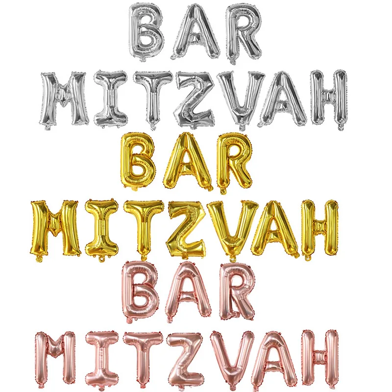 10ks/set 16 palcových barov Mitzvah Hang Lets Detské dekorácie Party Rose Gold Gold Balóny Banner Foto stánok