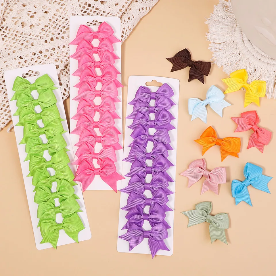 10ks/set 2,4 palca Grosgrain Ribbon Luky vlasové svorky pre deti Dievčatá malé koncerné luky voči na vlasy